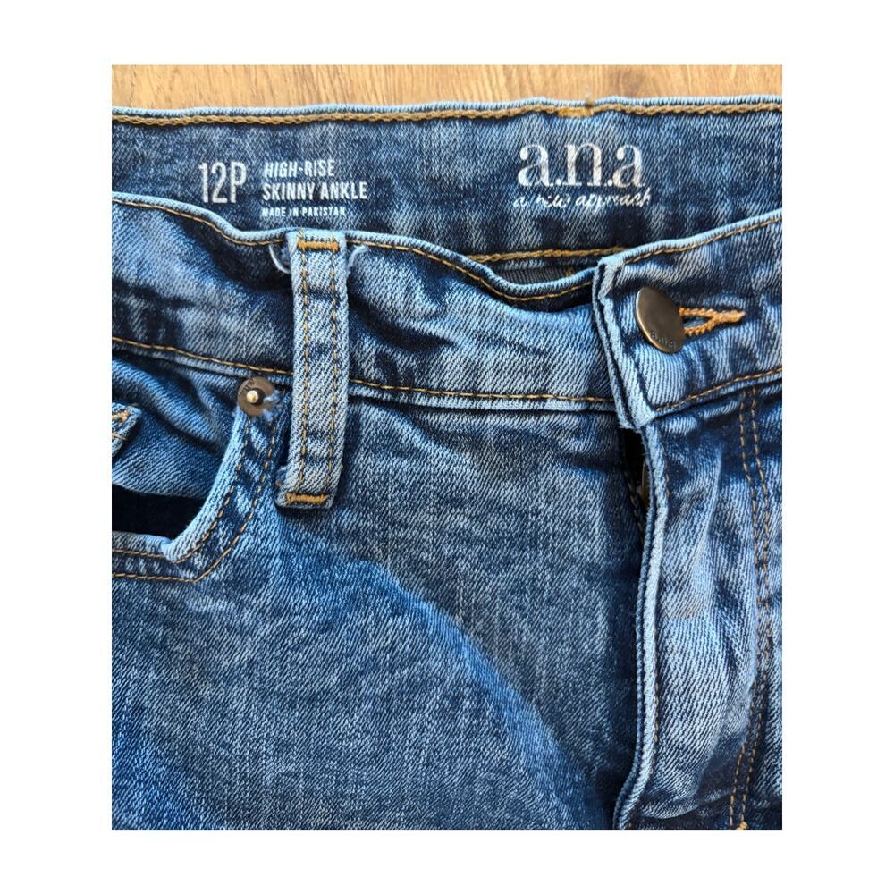 ana High Rise Skinny Ankle Jeans Womens 12P Dark Wash Stretch Denim Petite - Picture 2 of 3
